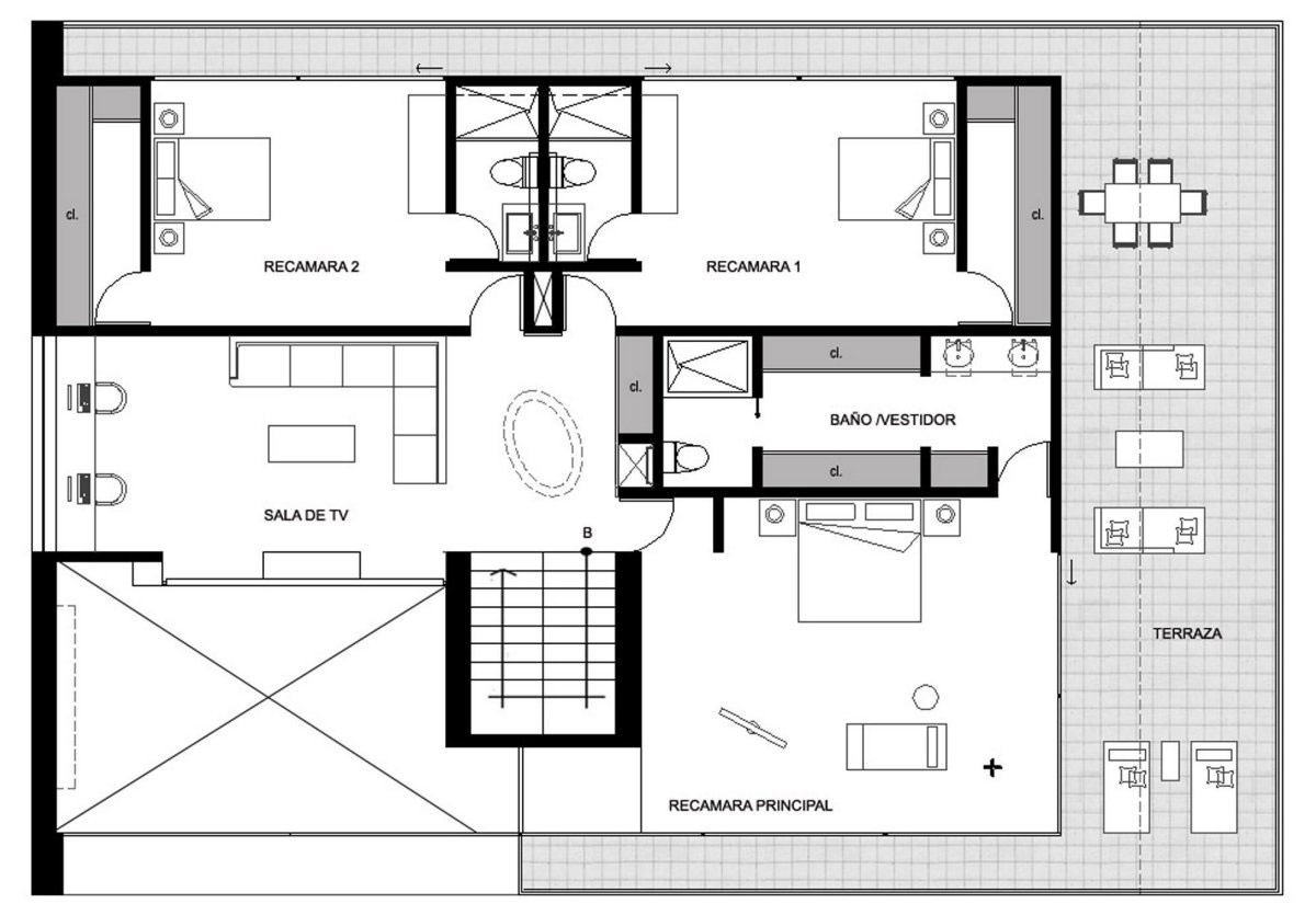 First Floor Plan, GP House in Hidalgo, Mexico by Bitar Arquitectos