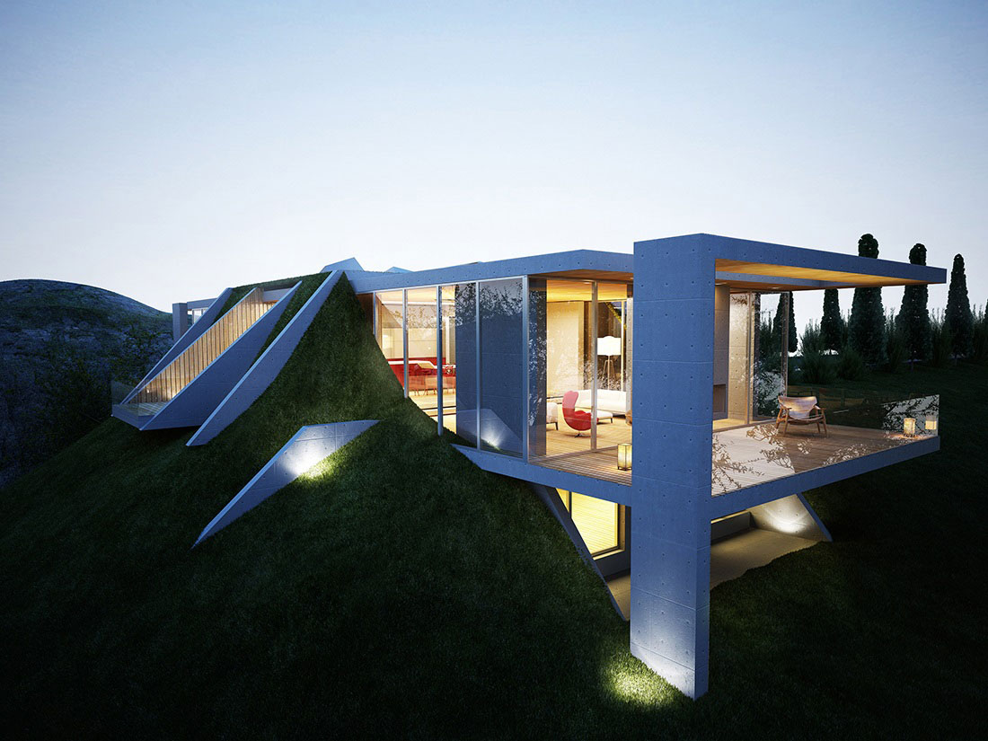 Contemporary Architecture Embracing Nature Earth House Project within house lighting earth pertaining to House