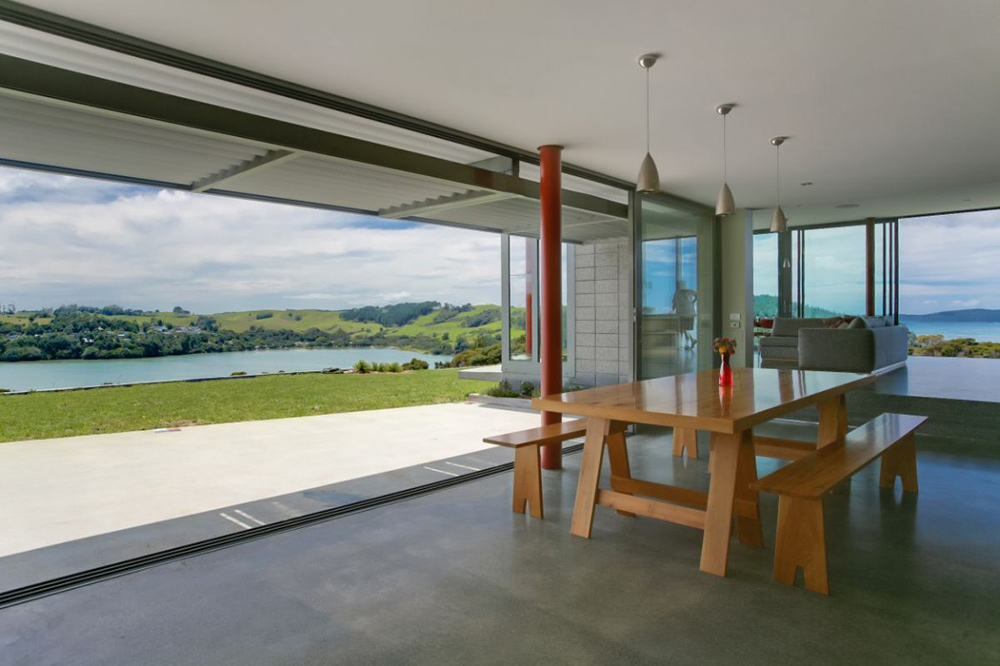 Dining Room View, Bourke House, New Zealand by Pacific Environments Architects