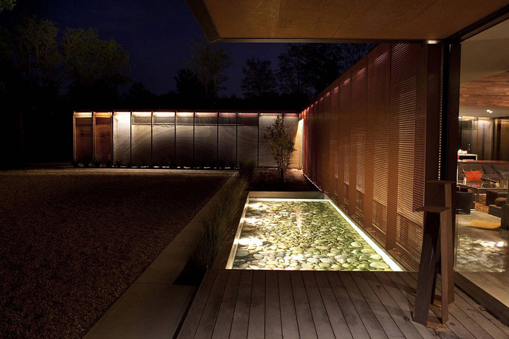 Water Feature Lighting, Heavy Metal Residence, Missouri by Hufft Projects