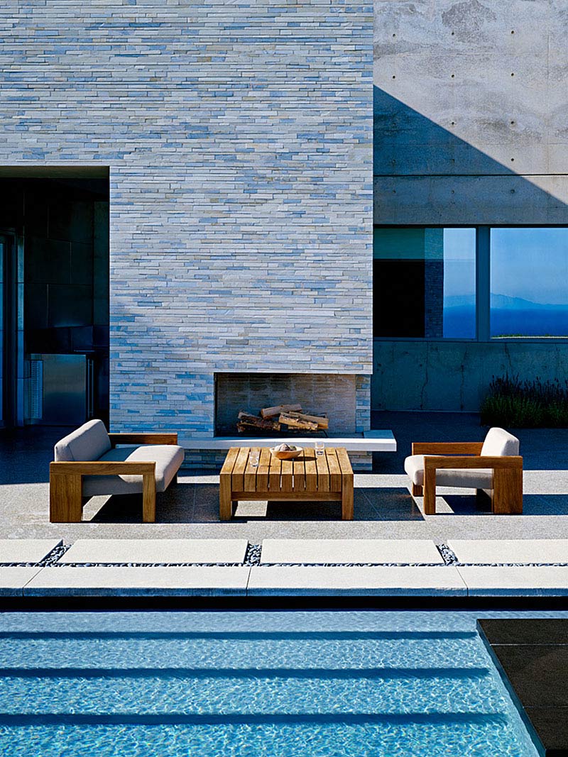 Outdoor Contemporary Fireplace, Altamira Residence, California by Marmol Radziner