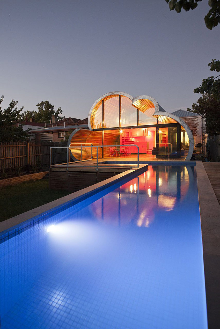 Pool, Lights in the Evening, Cloud House, Melbourne by McBride Charles Ryan
