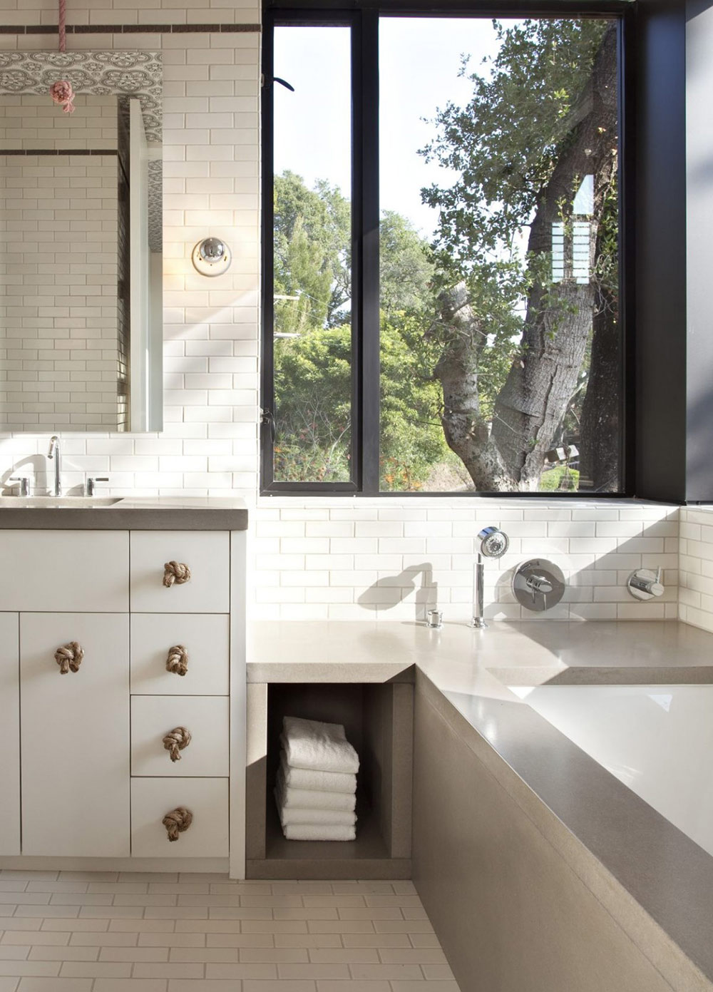 Bathroom, Rope Drawer Handles, Hillside House, California by SB Architects