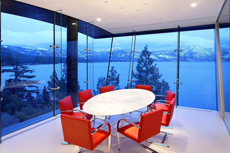 Dining Room View, Lake House, Lake Tahoe by Mark Dziewulski Architect
