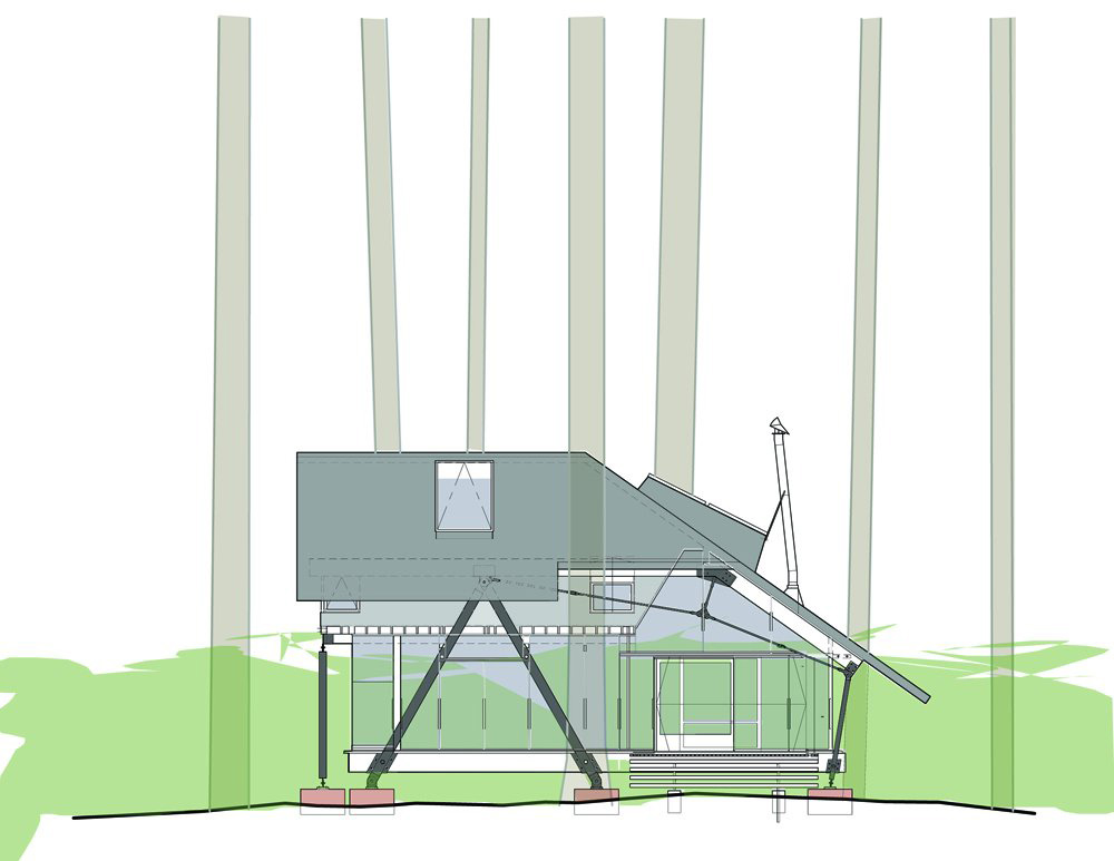 Elevation, Sneeoosh Cabin, Washington by Zeroplus Architects
