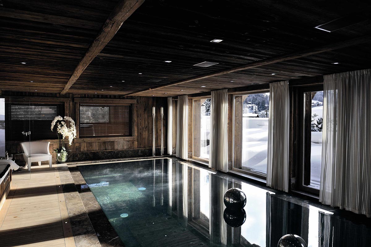 Pool Room, Wood Beams, Chalet Brikell, Rhone-Alpes by Pure Concept