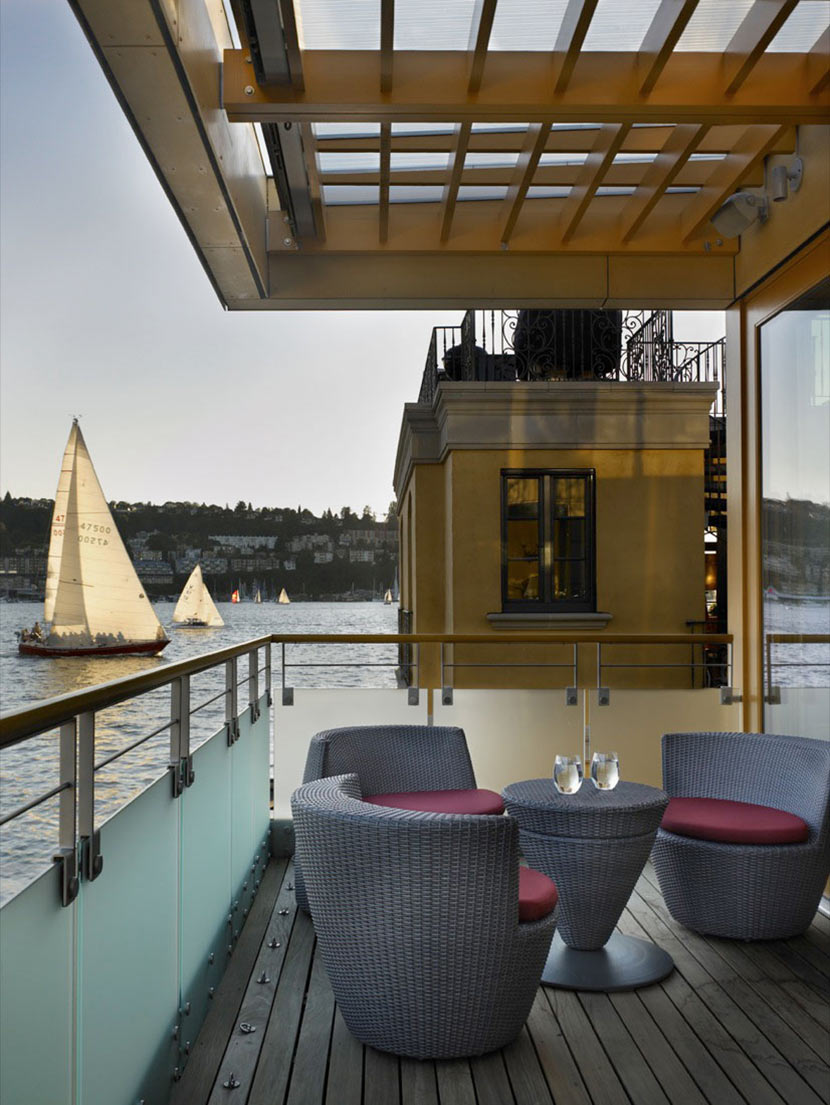 Balcony, Outdoor Living, Lake Union Floating Home, Seattle by Vandeventer + Carlander Architects