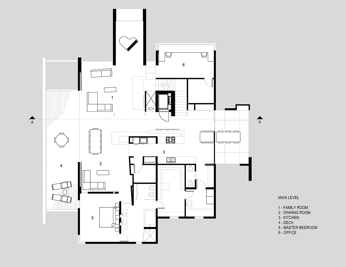 Main Level Plan, H-House, Salt Lake City by Axis Architects