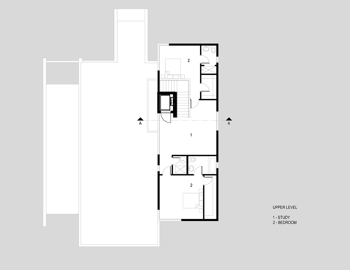 Upper Level Plan, H-House, Salt Lake City by Axis Architects