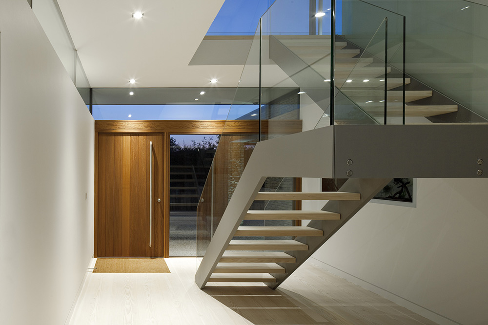 Entrance, Stairs, Hurst House, Buckinghamshire by John Pardey Architects + Strom Architects