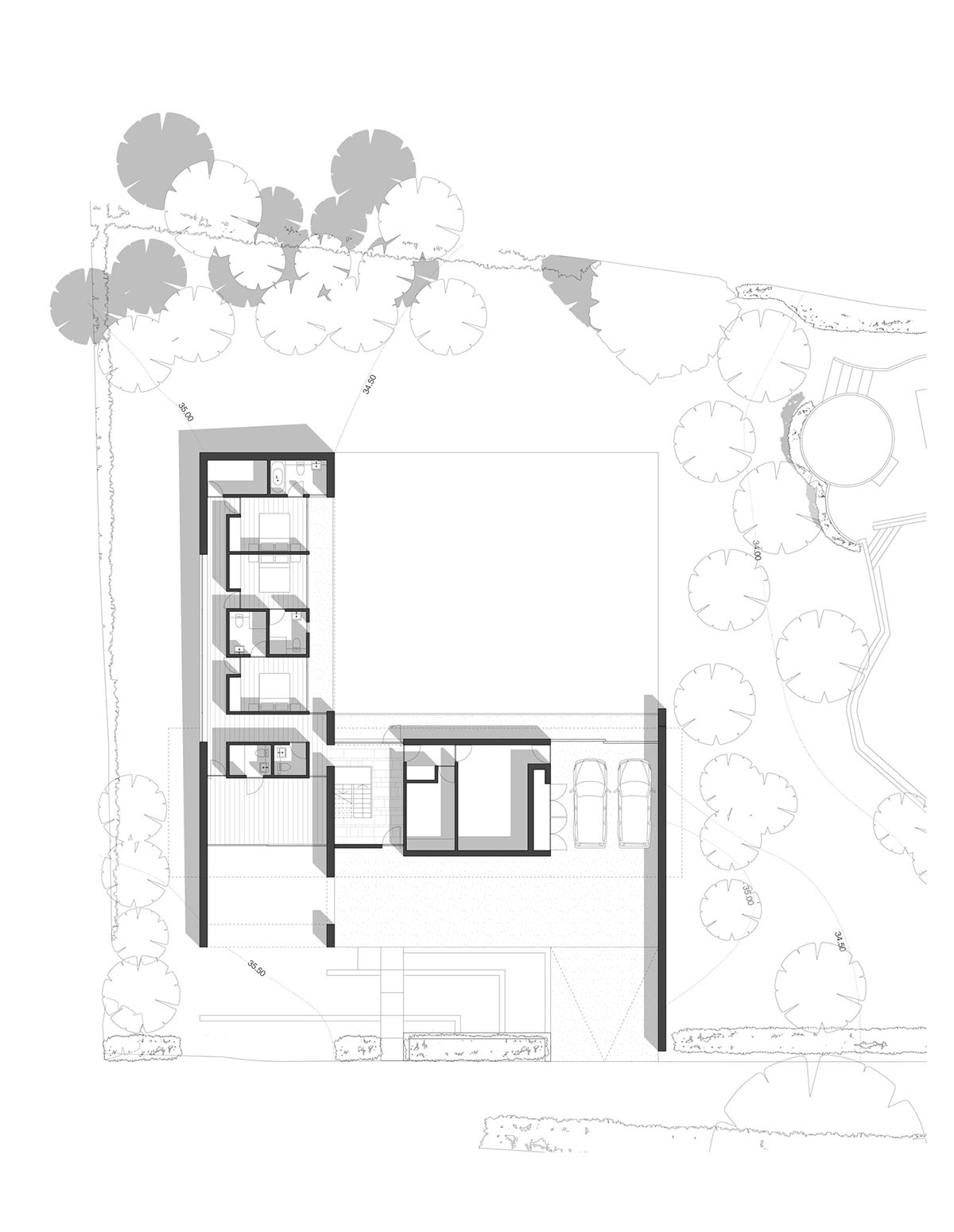 Plan, Hurst House, Buckinghamshire by John Pardey Architects + Strom Architects