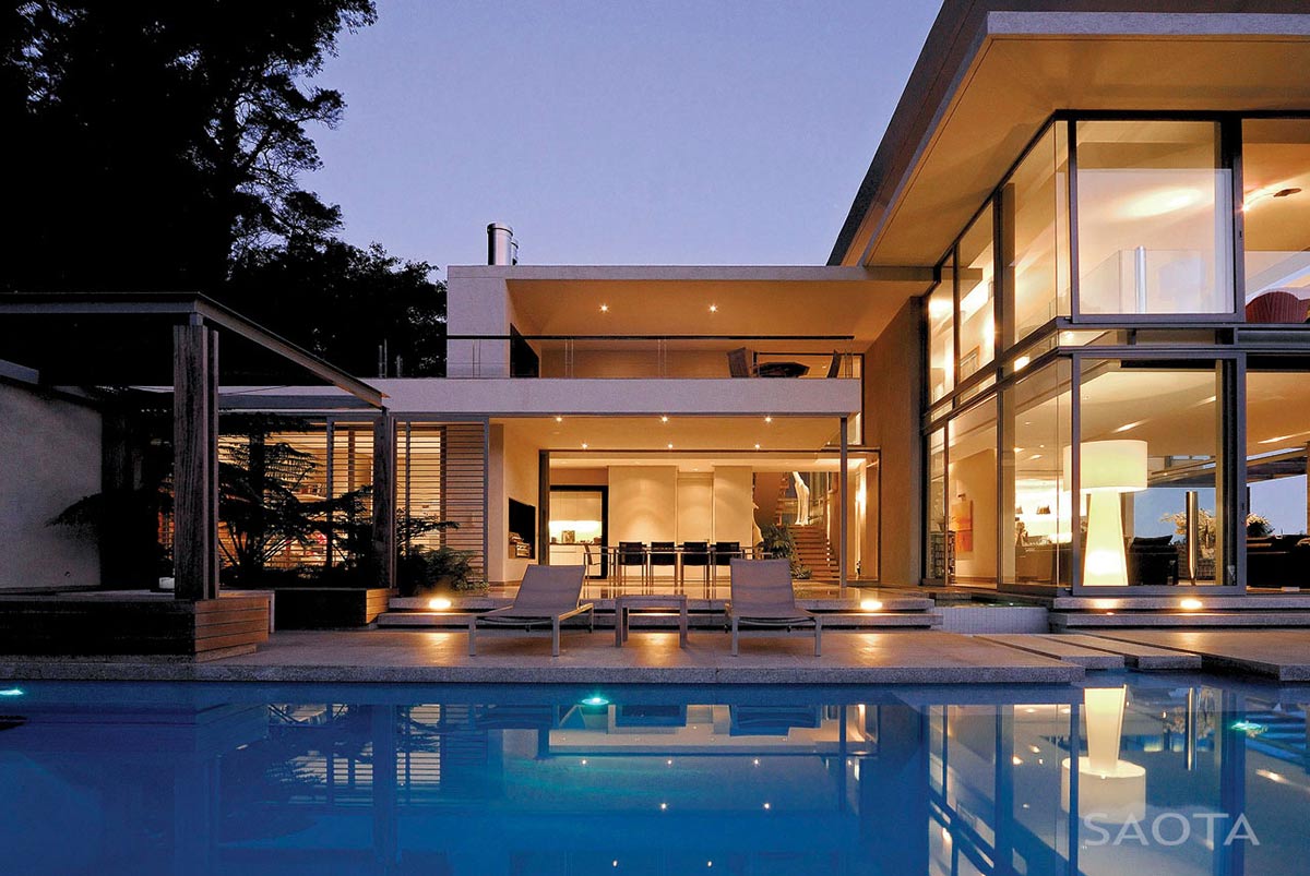 Outdoor Pool, Evening, Montrose House, Cape Town by SAOTA