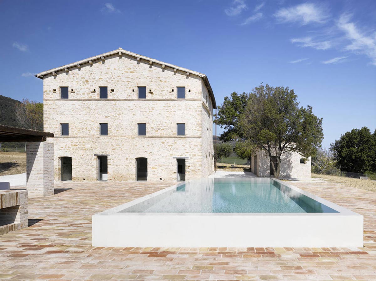 Terrace, Pool, Home Renovation In Treia, Italy by Wespi de Meuron