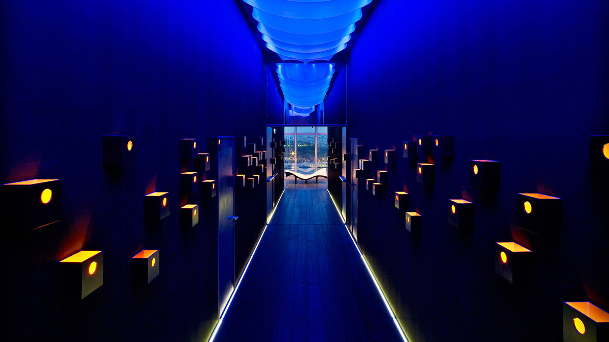 Blue Lighting, Hallway, W Hotel, Barcelona by Ricardo Bofill