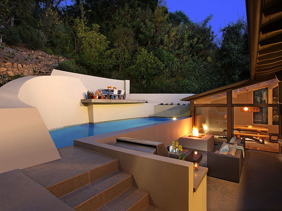 Fire Pit, Pool Lights, Hollywood Hills Home Formerly Owned by Hal Levitt