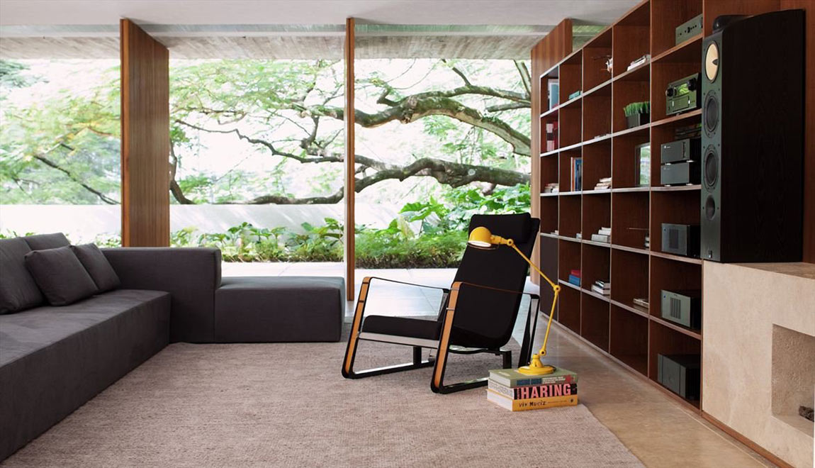 Reading Chair, Living Room, Concrete House in São Paulo, Brazil