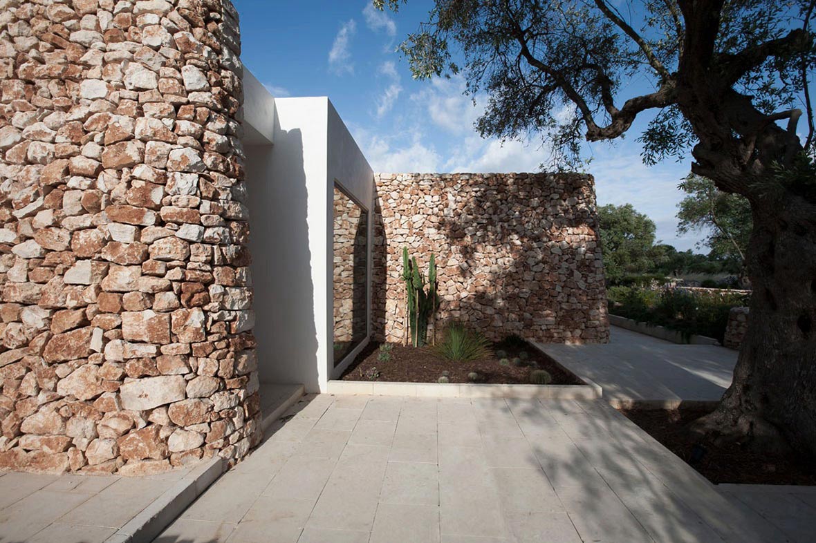 Terrace, Italian Stone House Surrounded by Beautiful Olive Trees