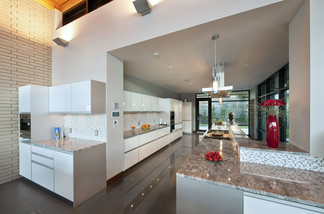 Kitchen, Marble Counters, Exceptional Hillside Home Overlooking Okanagan Lake, Canada