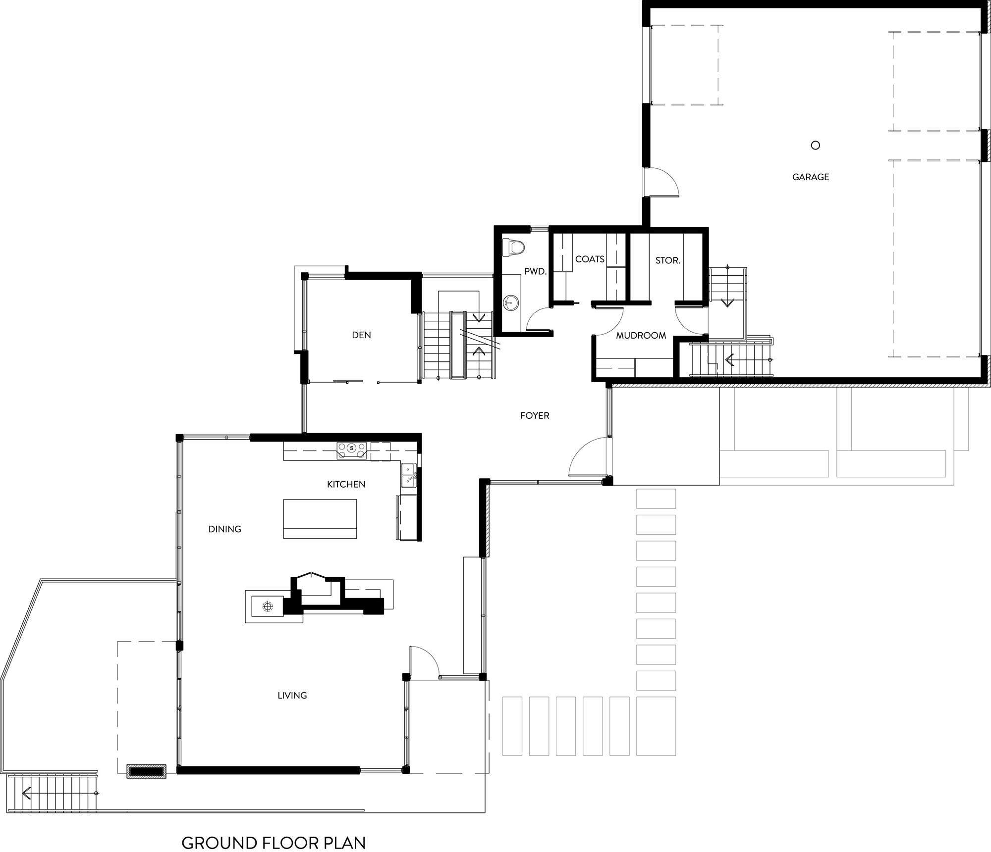 Ground Floor Plan, Riverside Home in Ottawa, Canada