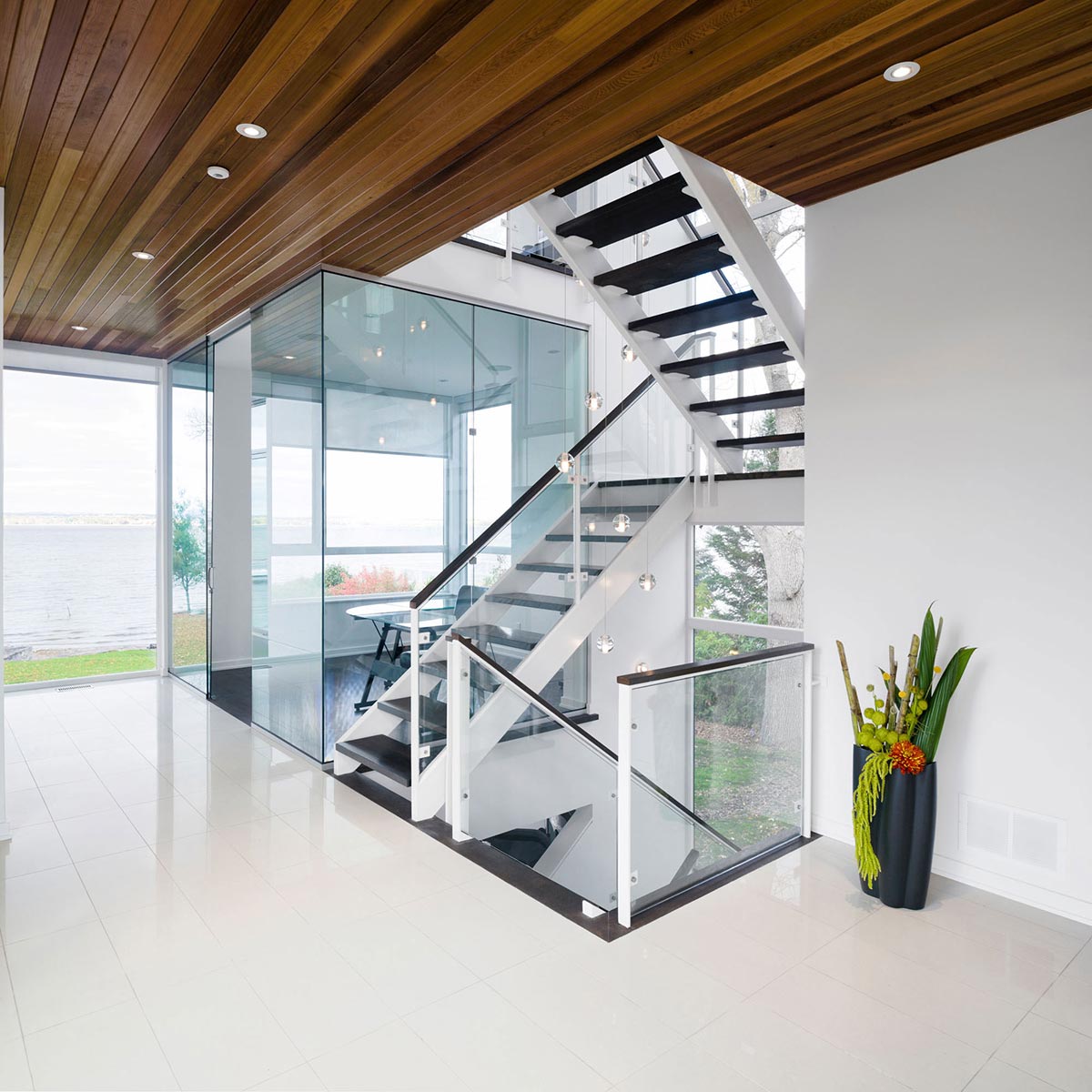 Modern Black & White Stairs, Riverside Home in Ottawa, Canada