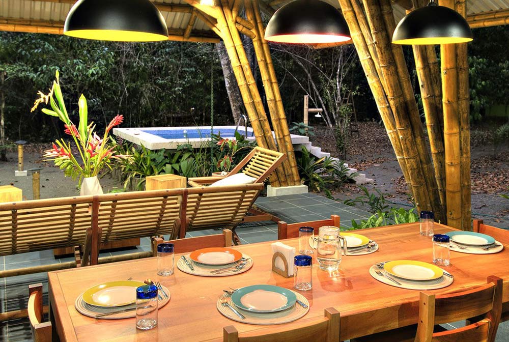 Bamboo Dining Space, Unique Beachfront Vacation Home in Costa Rica