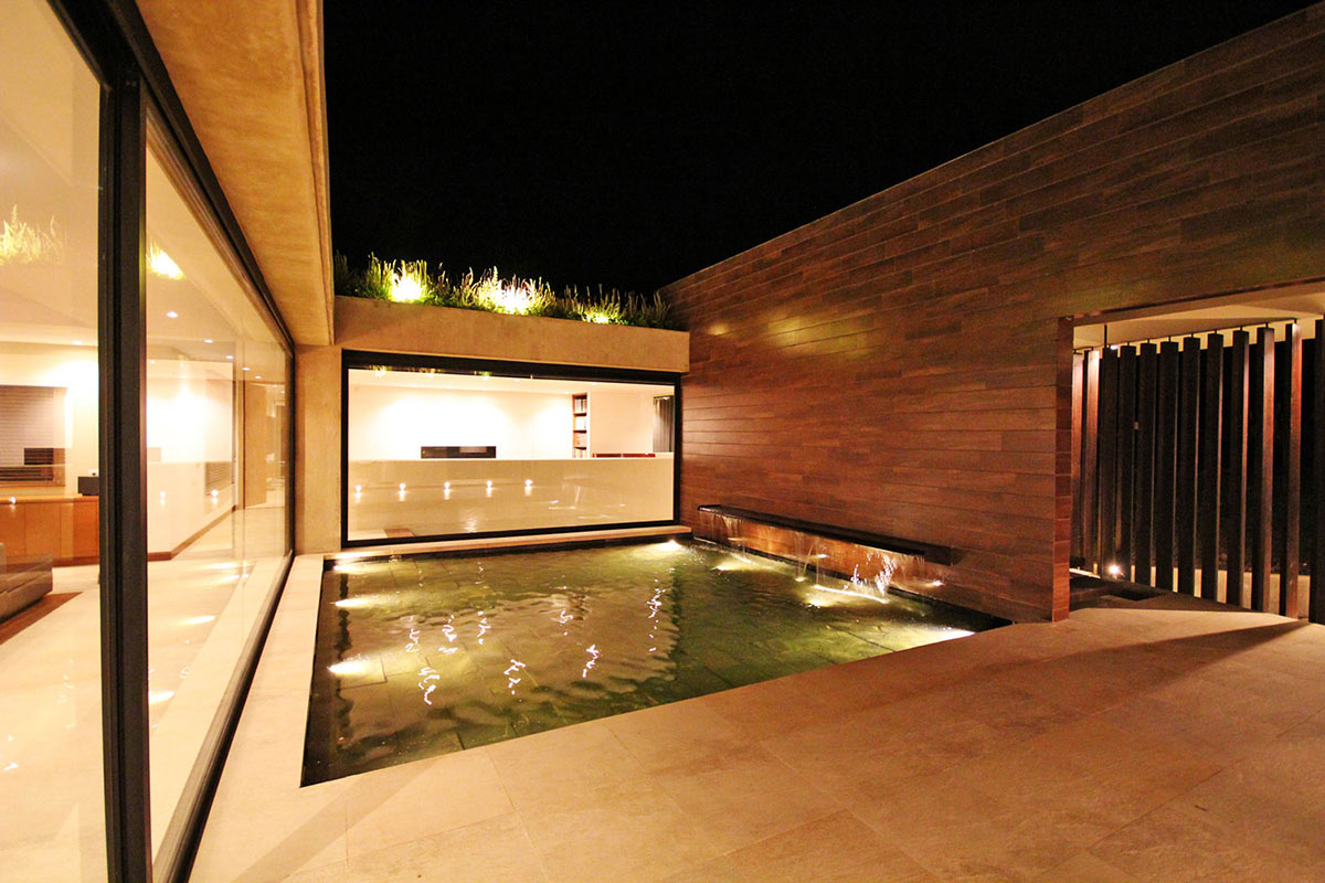 Courtyard, Water Feature, AR House in La Calera, Colombia