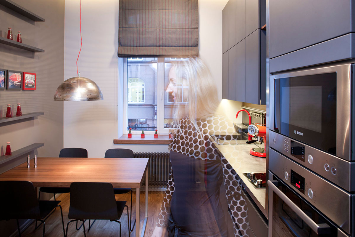 Kitchen, Dining, Studio Apartment in Riga by Eric Carlson
