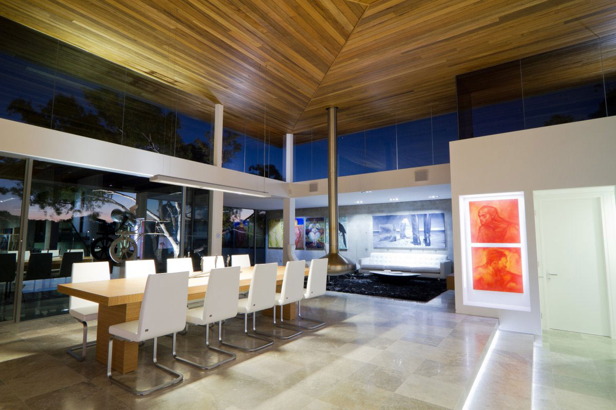 Dining Space, Art, Contemporary Fireplace, The 24 House in Dunsborough, Australia