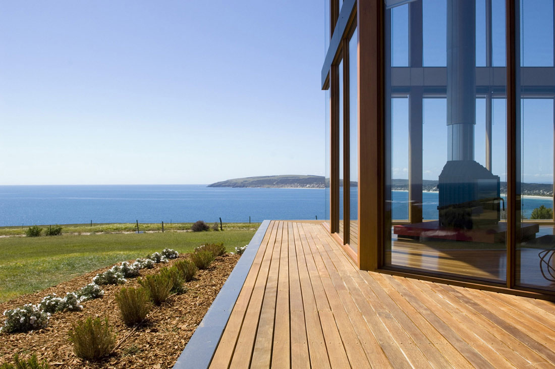 Views, Terrace, Holiday Home with Floating 'Lid' Roof in Emu Bay, Australia