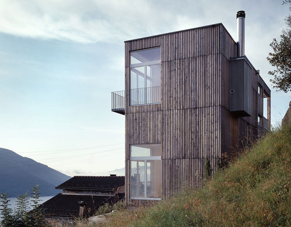 Wood Panels, Modern Home Overlooking Lake Maggiore, Switzerland