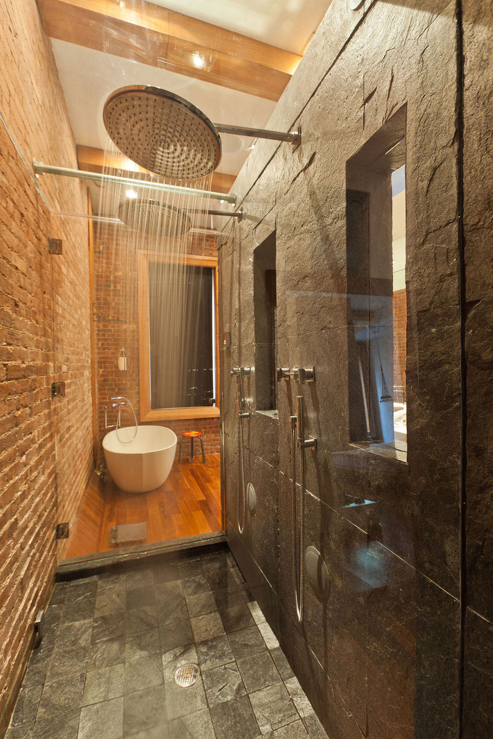 Double Shower, Glass & Stone, Loft in NOHO, New York City