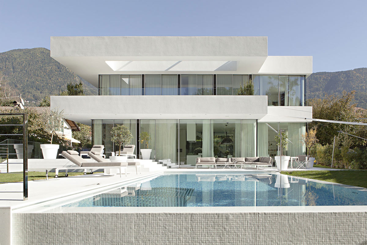 Pool, Terrace, Sunbeds, House M in Meran, Italy by monovolume architecture + design