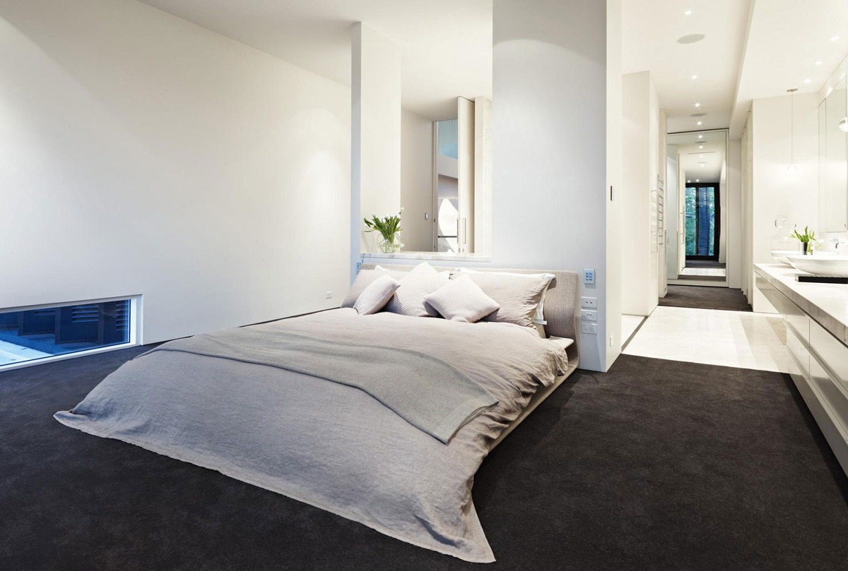 Bedroom, Bathroom, Verdant Avenue Home in Melbourne, Australia by Robert Mills Architects