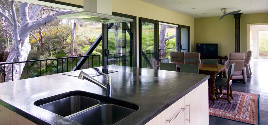 Kitchen, Living Space, Bridge House in Adelaide, Australia by Max Pritchard Architect