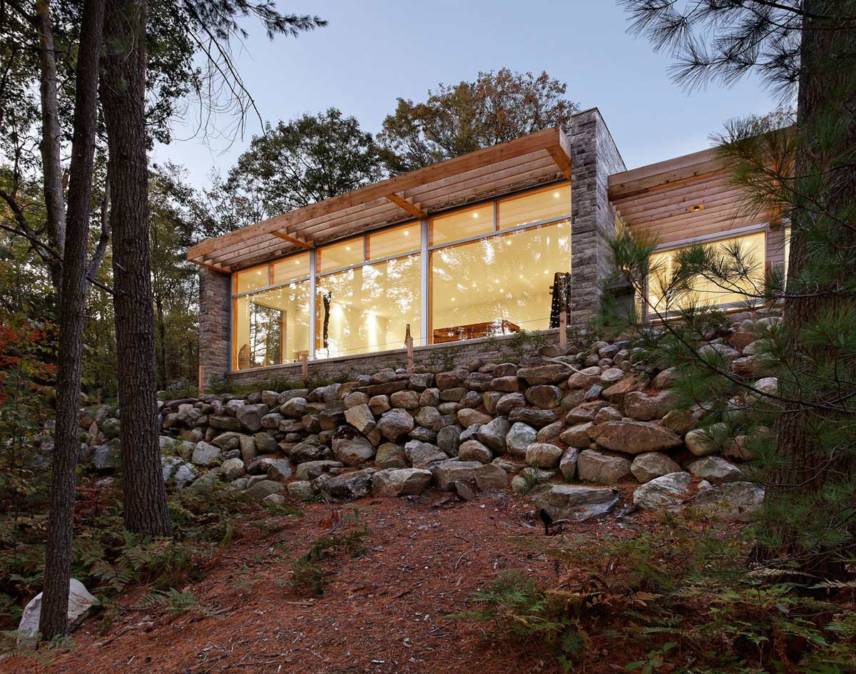 Stone Wall, Garden, Carling Residence in Ontario, Canada by TACT Architecture