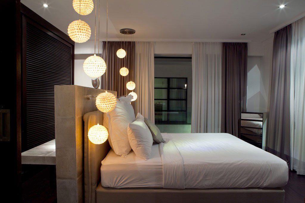 Bedroom, Hanging Lights, Casa Hannah in Bali, Indonesia by Bo Design