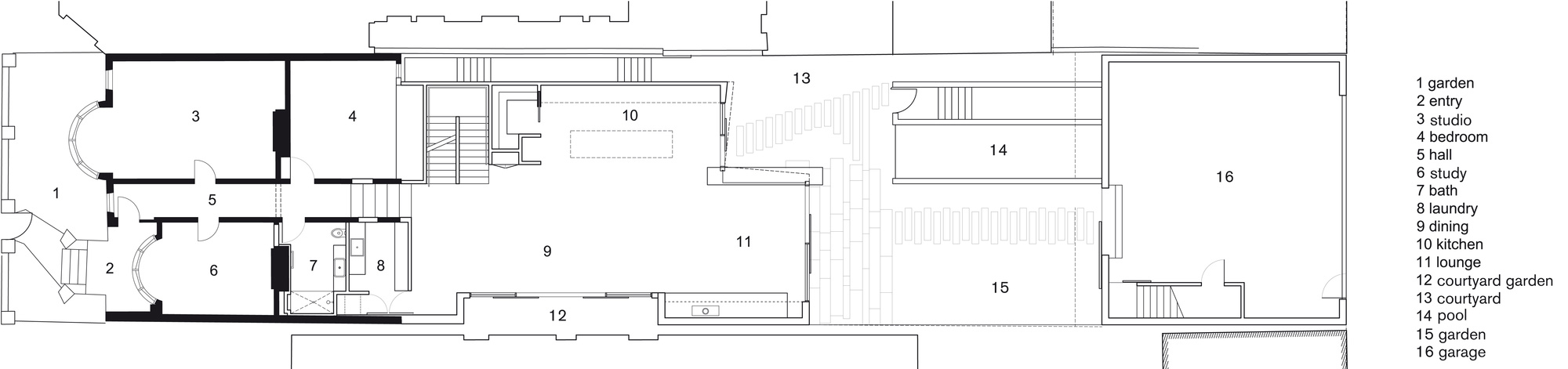 Second Floor Plan, Enclave House in Melbourne, Australia by BKK Architects