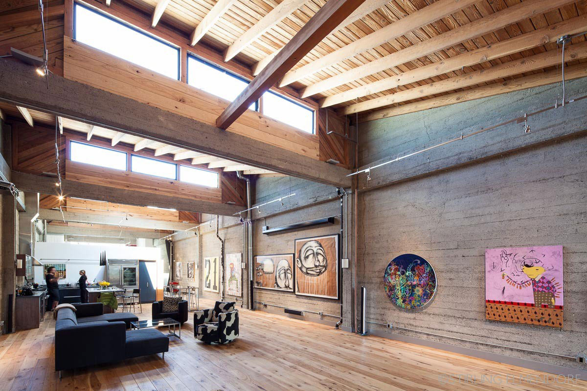 Living Space, High Ceilings, Art, SF Loft in San Francisco, California by Wardell + Sagan Projekt