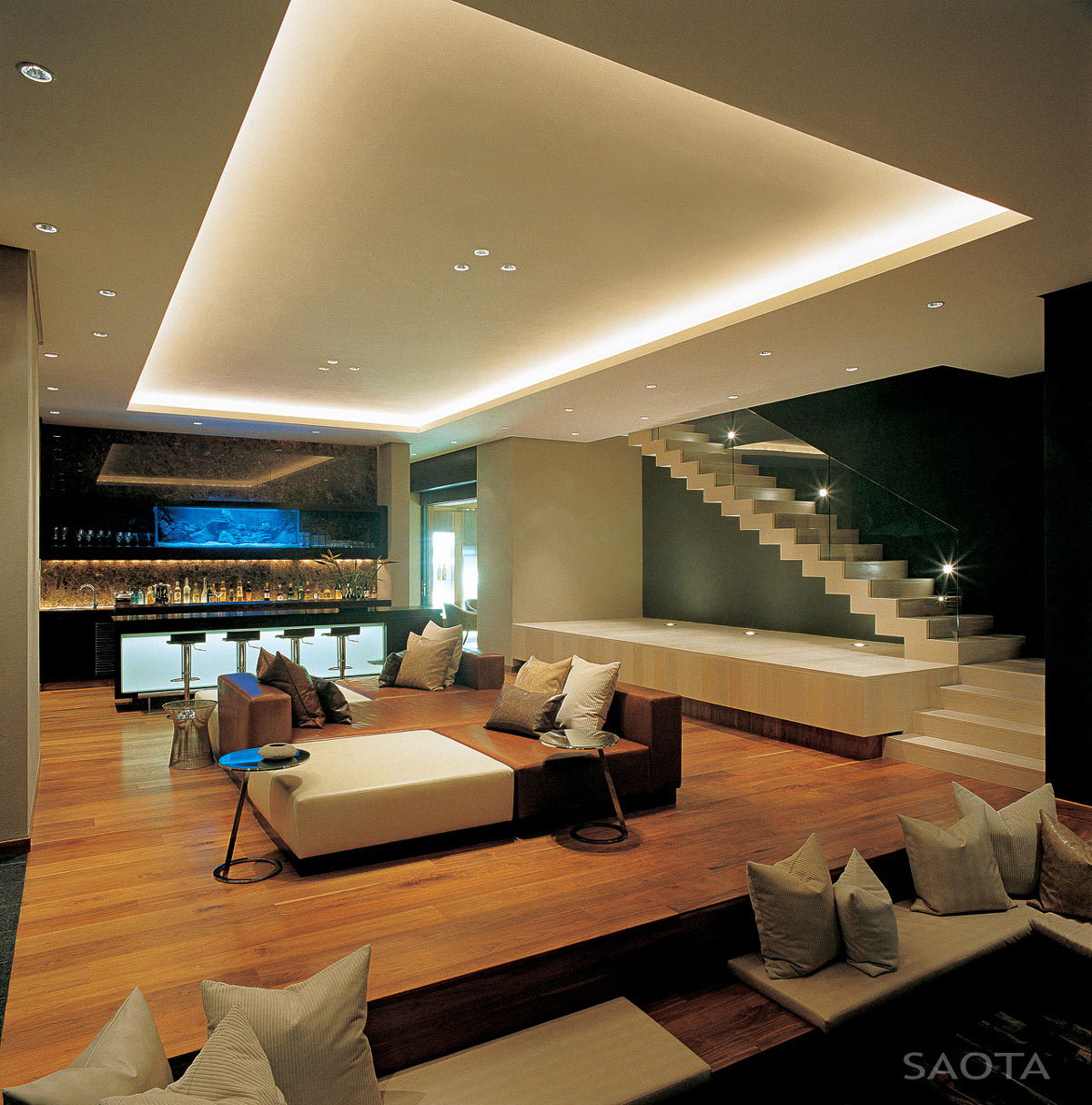 Modern Stairs, Living Space, Bar, Lighting, St Leon 10 in Cape Town, South Africa by SAOTA and Antoni Associates