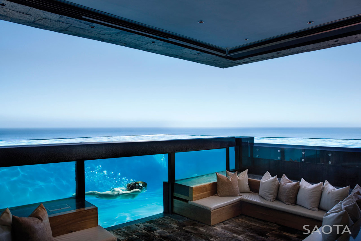 See-through Pool Walls, Outdoor Living Space, St Leon 10 in Cape Town, South Africa by SAOTA and Antoni Associates
