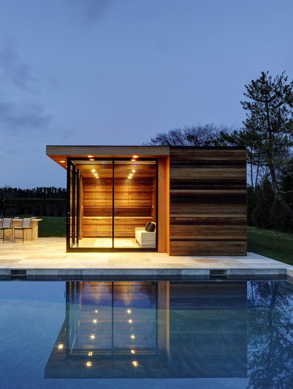 Pool House, Sam’s Creek in Bridgehampton, New York by Bates Masi Architects