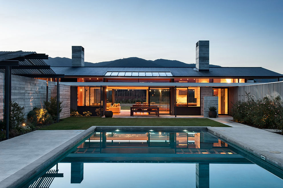 Terrace, Outdoor Pool, Wairau Valley House in Rapaura, New Zealand by Parsonson Architects