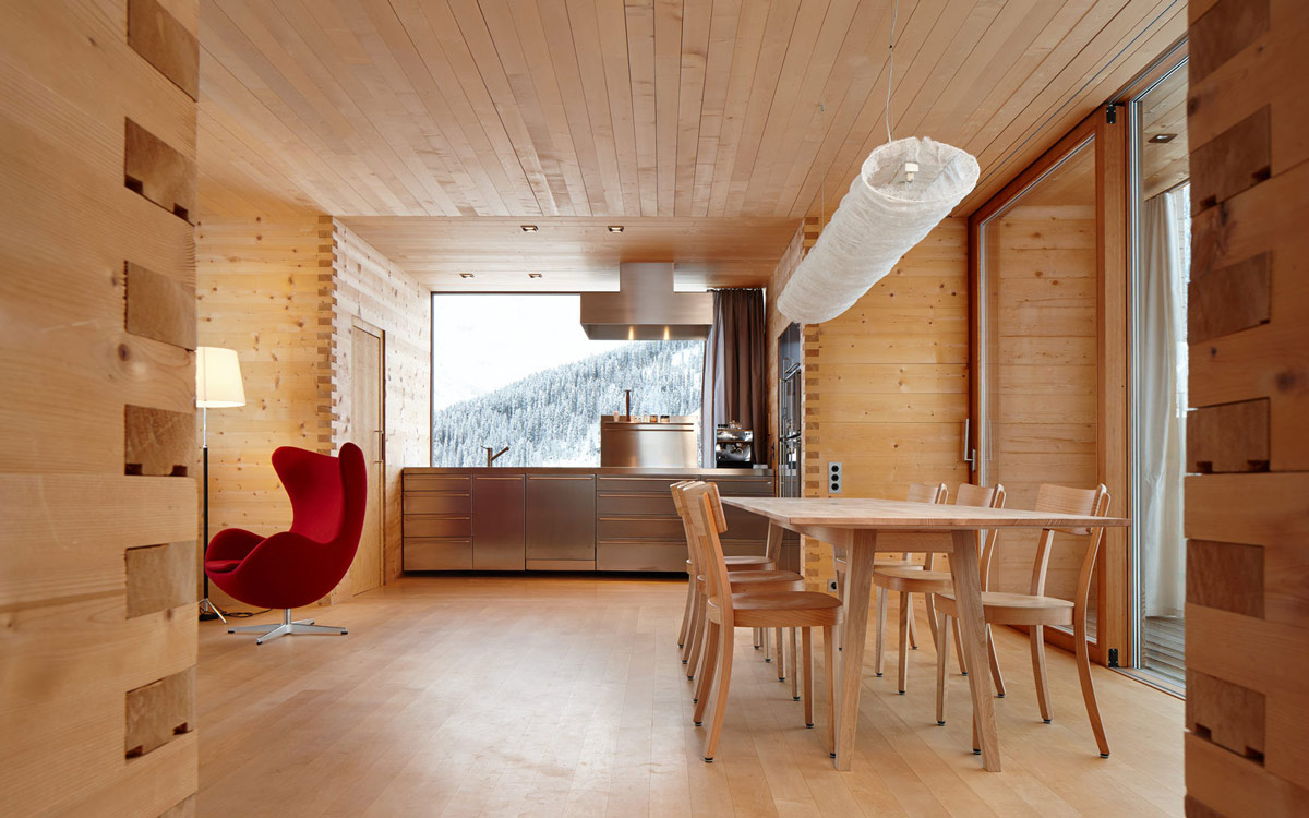 Compact Stainless Steel Kitchen, Zumthor Vacation Homes in Leis, Switzerland