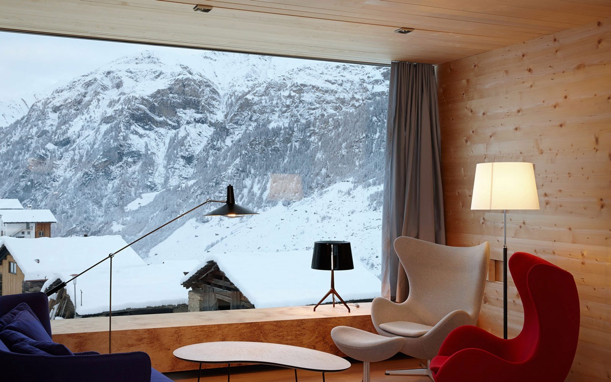 Living Space, Large Window, Mountain Views, Zumthor Vacation Homes in Leis, Switzerland