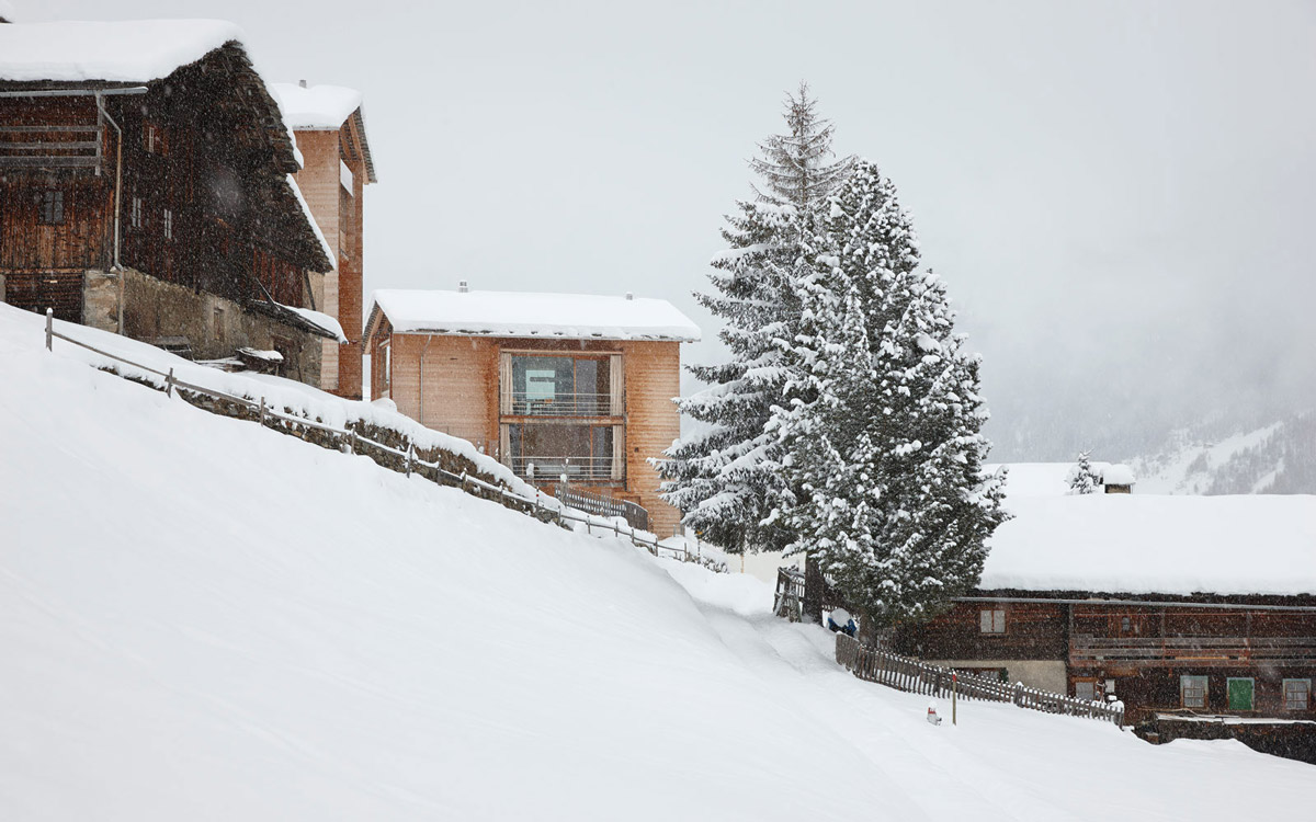 Snowing, Zumthor Vacation Homes in Leis, Switzerland