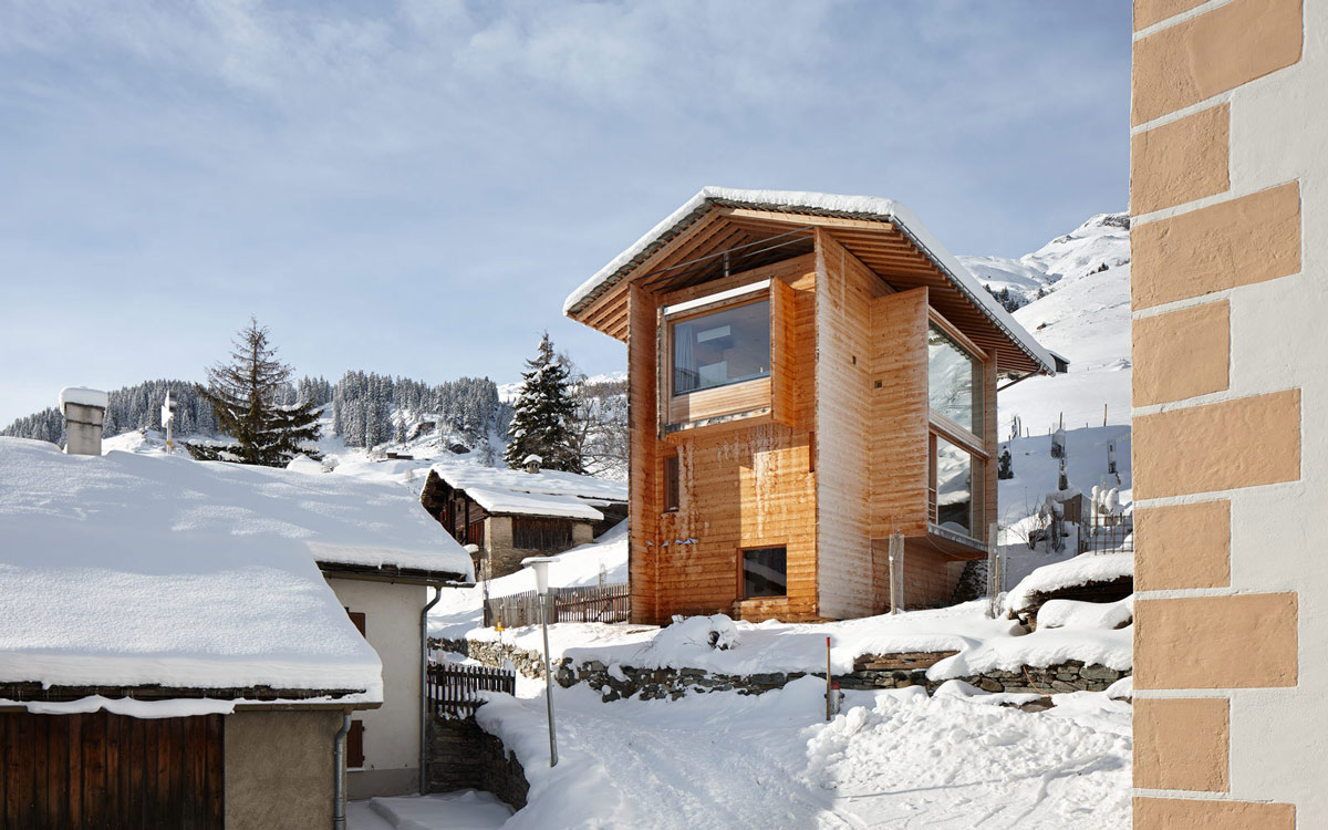 Timber Homes, Large Windows, Zumthor Vacation Homes in Leis, Switzerland