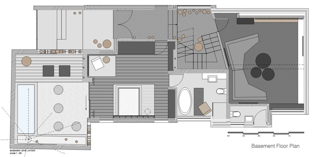 Basement Floor Plan, Aupiais House in Camps Bay, South Africa
