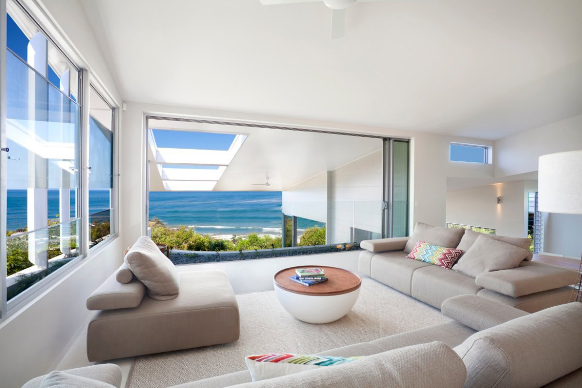 Sofas, Living Space, Coolum Bays Beach House in Queensland, Australia