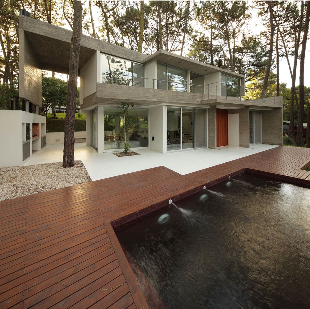 Outdoor Pool, Terrace, Modern Concrete House in Cariló, Argentina