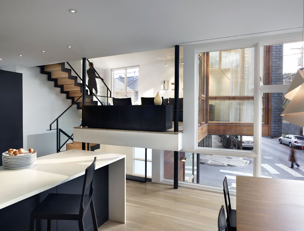 Open Plan, Living, Dining, Kitchen, Split Level House in Philadelphia by Qb Design
